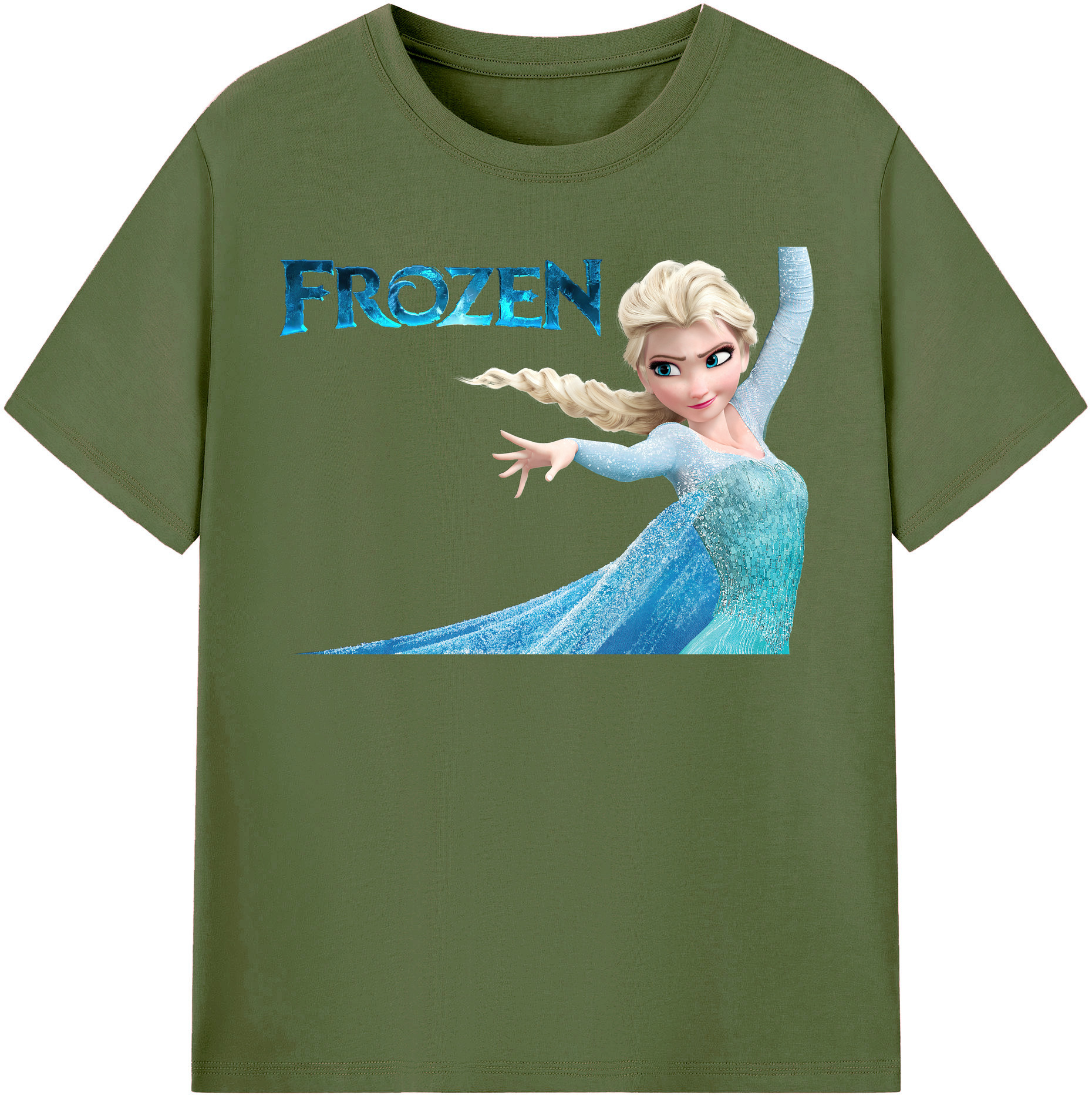 （画像用） アナと雪の女王 アンナ エルサ Frozen Anna Elsa 綿100％半袖Tシャツ（フロントプリント）